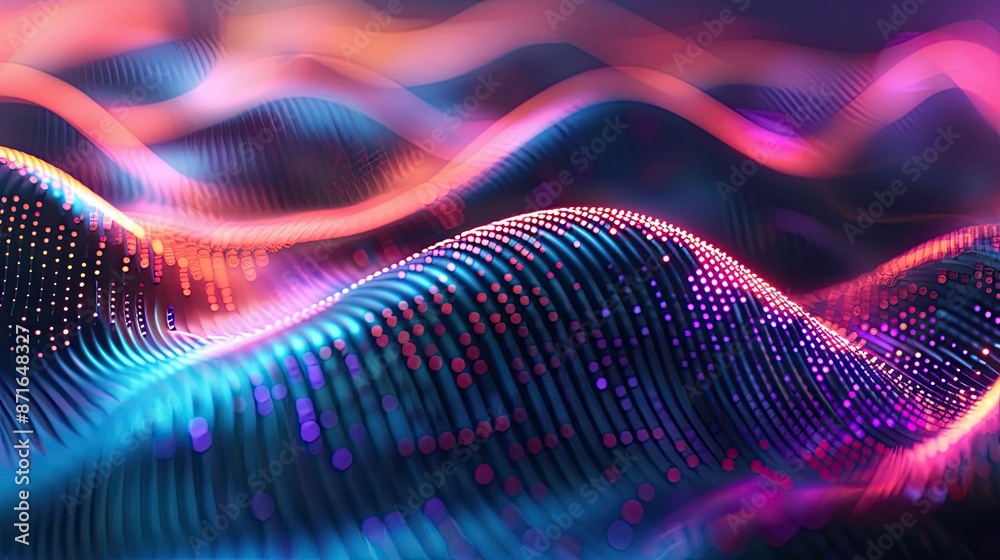 Vibrant neon lights pulsating in abstract patterns