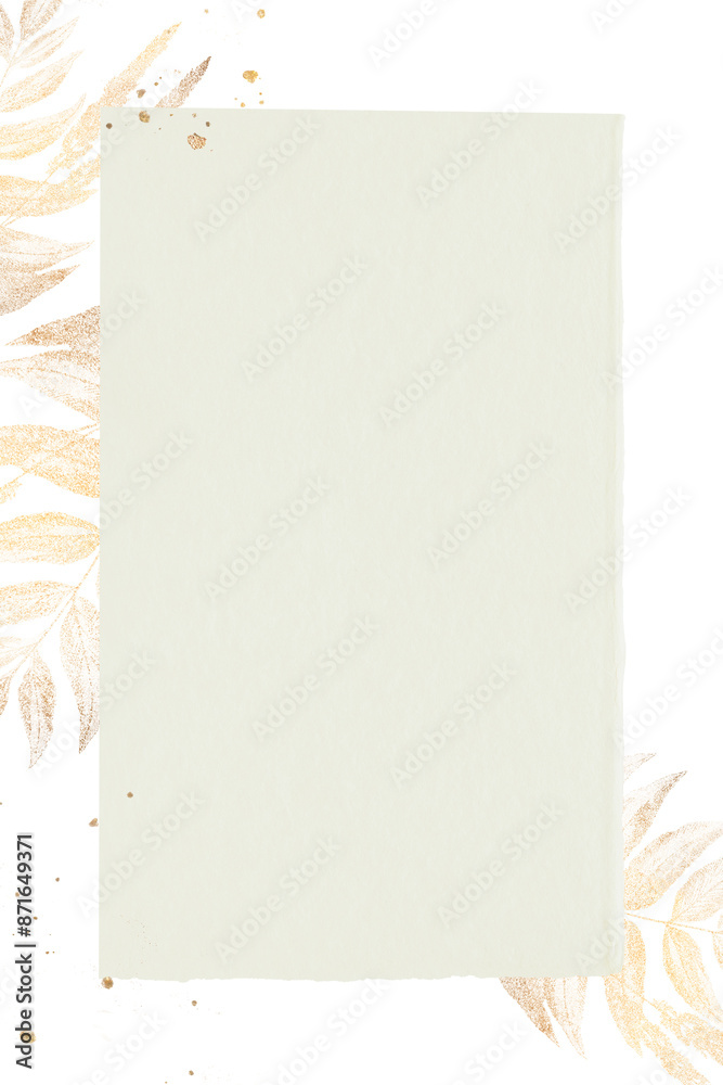 Golden leaves on a beige frame design element Golden leaves on a beige frame design element