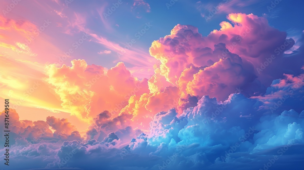 Dramatic sunset sky with rosy clouds Dramatic sunset sky with rosy clouds