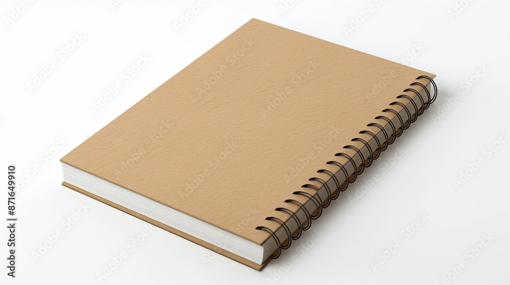 Realistic mockup of a blank closed spiral notepad on white background Realistic mockup of a blank closed spiral notepad on white background