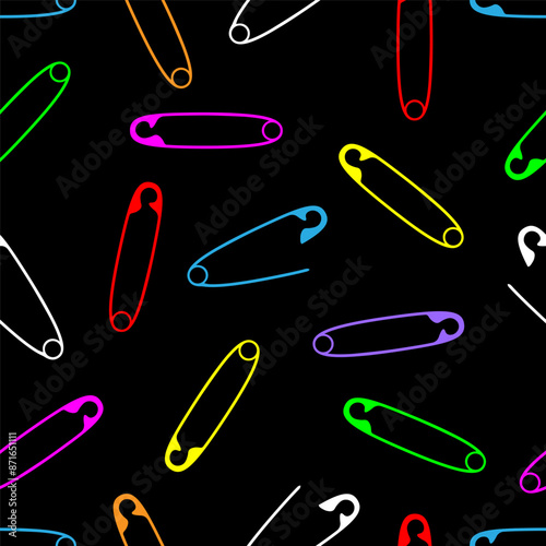 seamless pattern with multicolored clothing pins