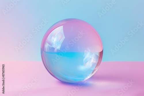 Futuristic holographic sphere with a colorful gradient creating a vibrant and ethereal visual effect with a focus on the smooth textures and luminous glow photo
