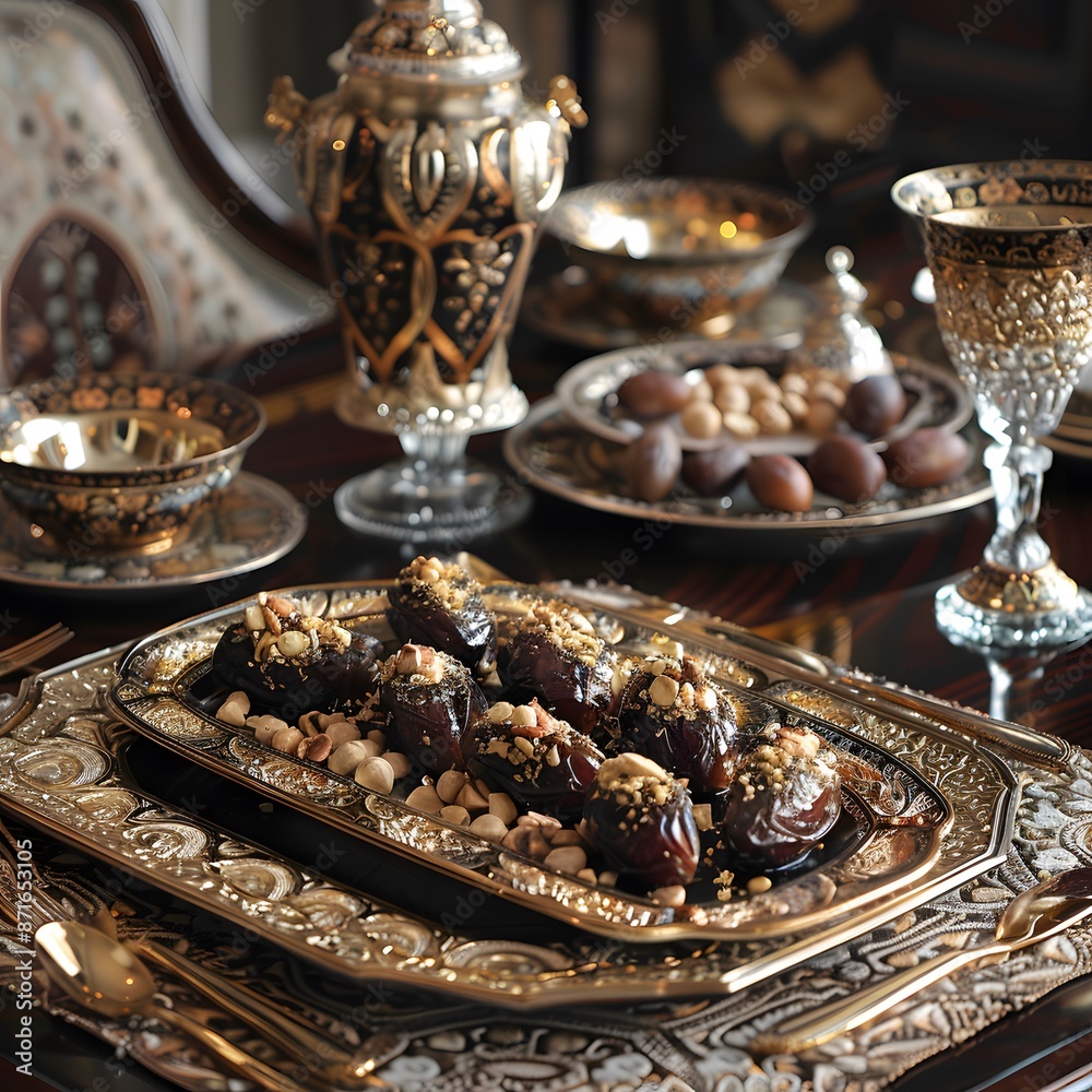 Dates and Nuts on a Gilded Tray Dates and Nuts on a Gilded Tray