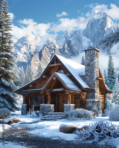 A cozy cabin in the mountains