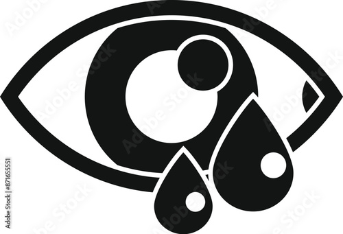 Black and white icon of a human eye crying showing sadness and sorrow