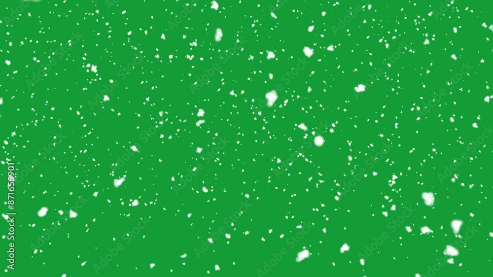 Snow falling on green background Snow falling on green background