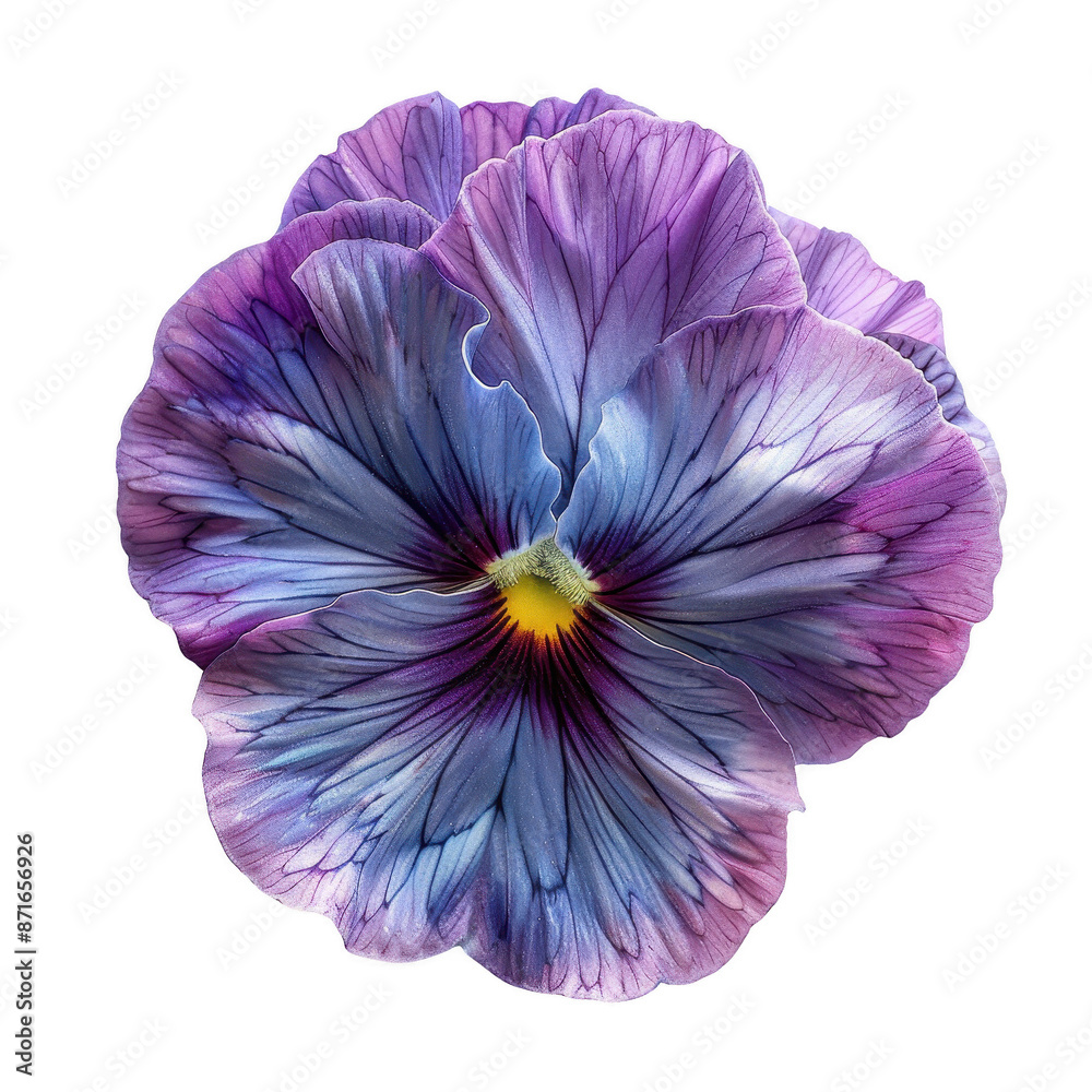 Naklejka premium Beautiful pansy flower flat lay, top view
