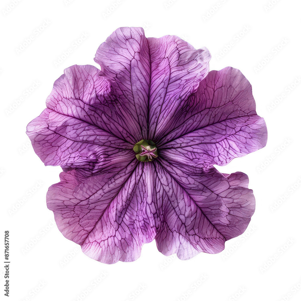 Beautiful petunia flower flat lay, top view with vibrant colors and delicate petals. Beautiful petunia flower flat lay, top view with vibrant colors and delicate petals.