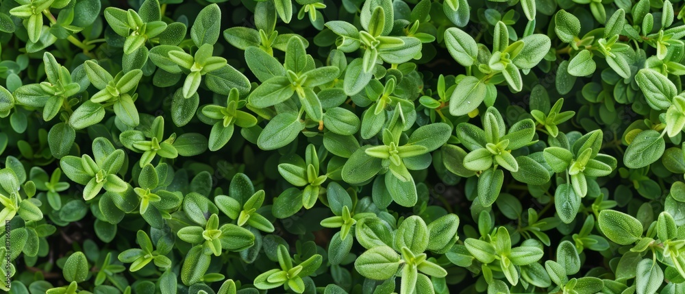 Panoramic close-up, high detail scan of thyme leaves material, Generative AI Panoramic close-up, high detail scan of thyme leaves material, Generative AI