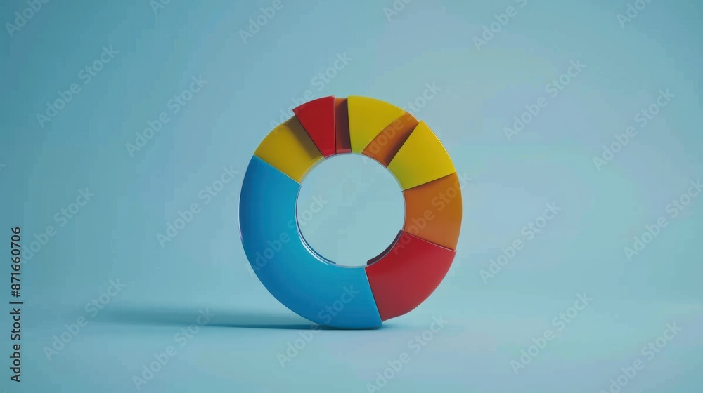 Obraz premium Colorful Pie Chart on Blue Background