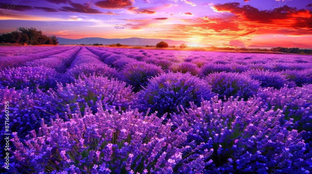 Obraz premium Lavender Fields at Sunset