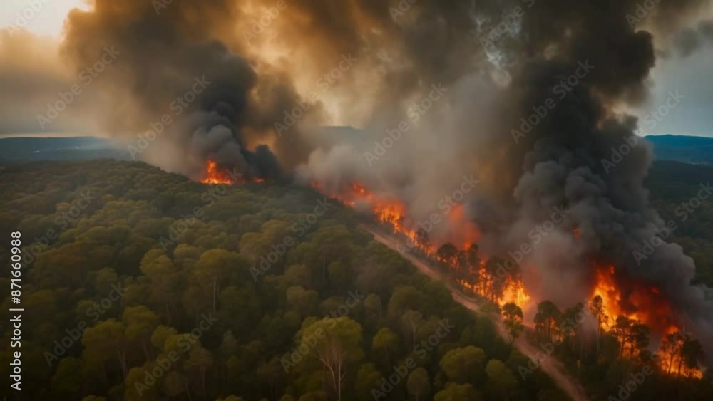 Aerial and Drone Shot, Overlooking Forest Fires Aerial and Drone Shot, Overlooking Forest Fires