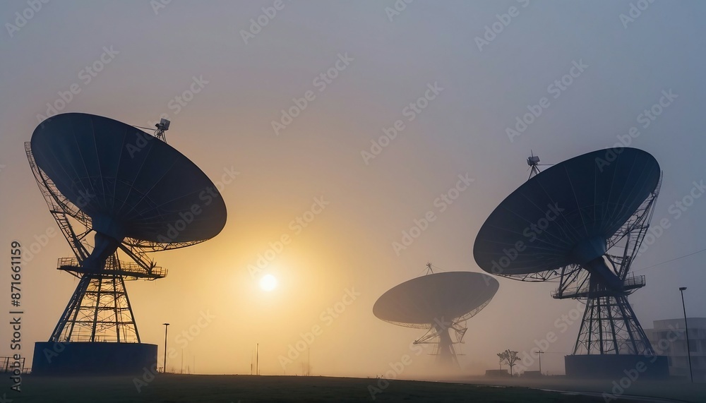 large satellite antennas in foggy weather
large satellite antennas in foggy weather