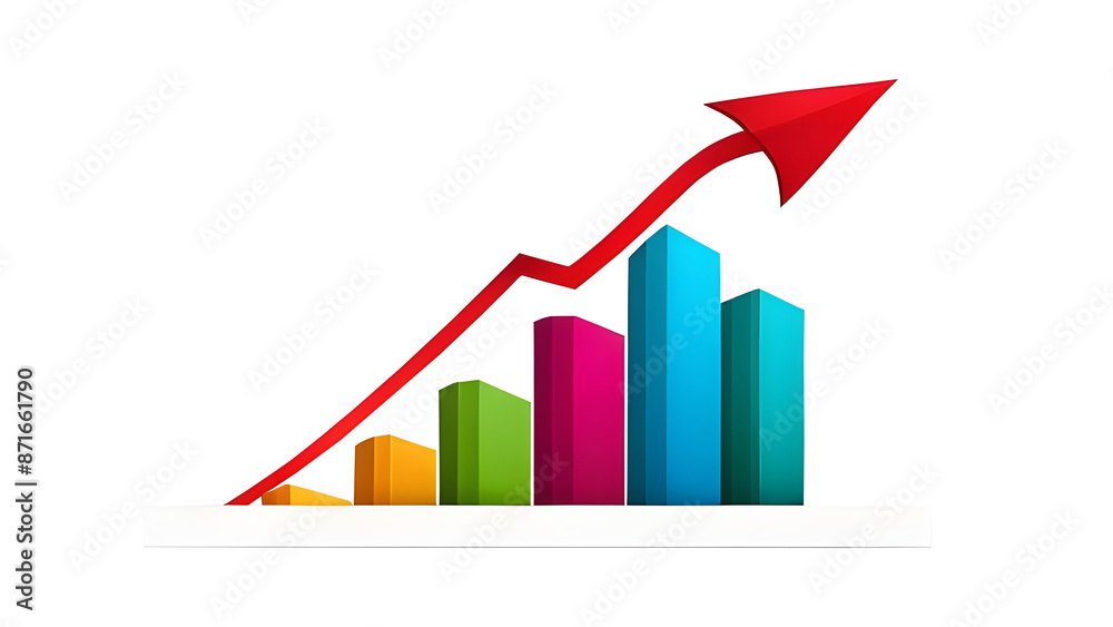 3D graph diagram with an upward arrow symbolizing business growth and success, isolated on a transparent background. Ideal for projects focusing on profitability, financial performance, and business 3D graph diagram with an upward arrow symbolizing business growth and success, isolated on a transparent background. Ideal for projects focusing on profitability, financial performance, and business