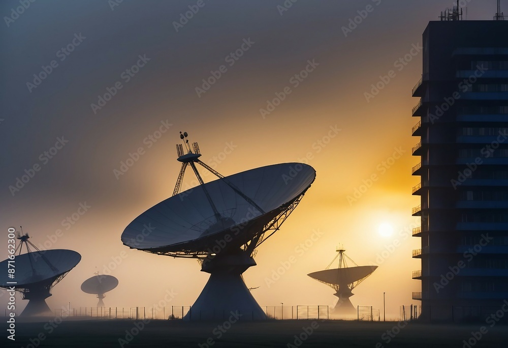large satellite antennas in foggy weather
large satellite antennas in foggy weather