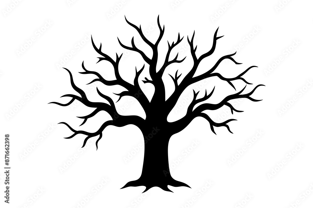 Fototapeta premium Halloween tree vector illustration, Halloween silhouette vector