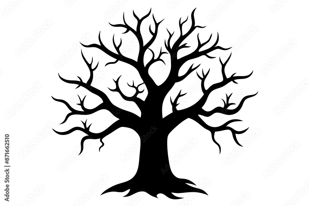 Halloween tree silhouette vector, Silhouette of a dead tree vector illustration Halloween tree silhouette vector, Silhouette of a dead tree vector illustration