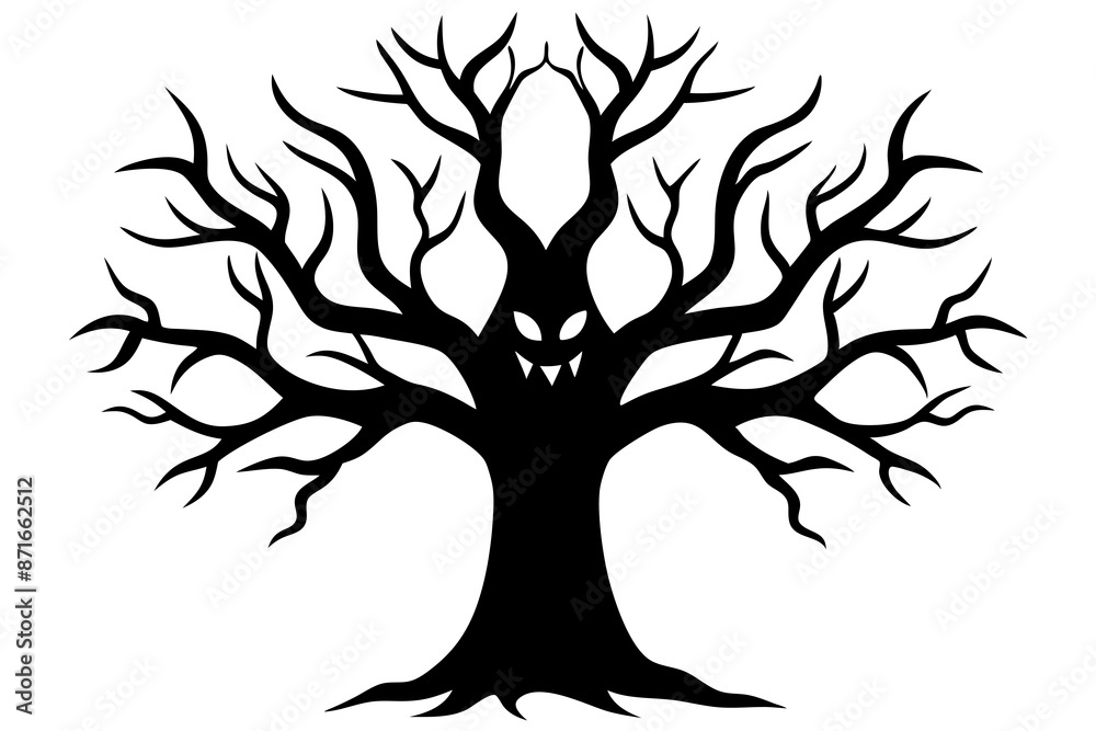Obraz premium Halloween tree silhouette vector, Silhouette of a dead tree vector illustration