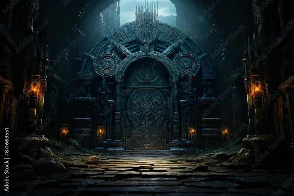 fantasy, landscape, statues, towering, threshold, thundering Fantasy wallpaper, rpg landscape fantasy, landscape, statues, towering, threshold, thundering Fantasy wallpaper, rpg landscape