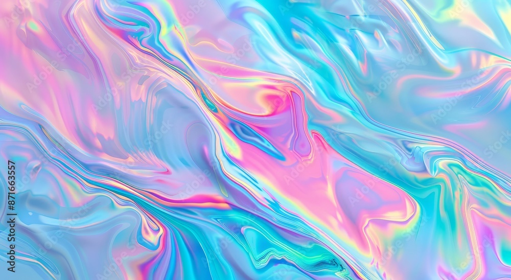 Modern texture with polarizing effect and neon holographic stains. Abstract background in psychedelic vaporwave style, like a 70s tie-dye design. Modern texture with polarizing effect and neon holographic stains. Abstract background in psychedelic vaporwave style, like a 70s tie-dye design.