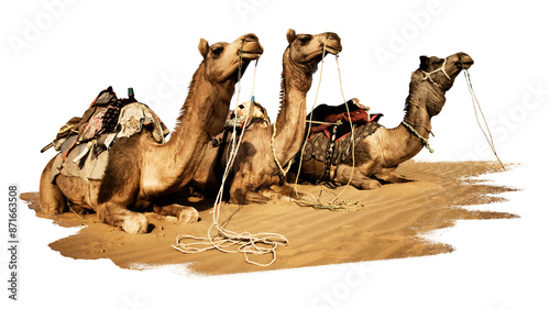 Fotografia PNG group of camels, collage element, transparent background