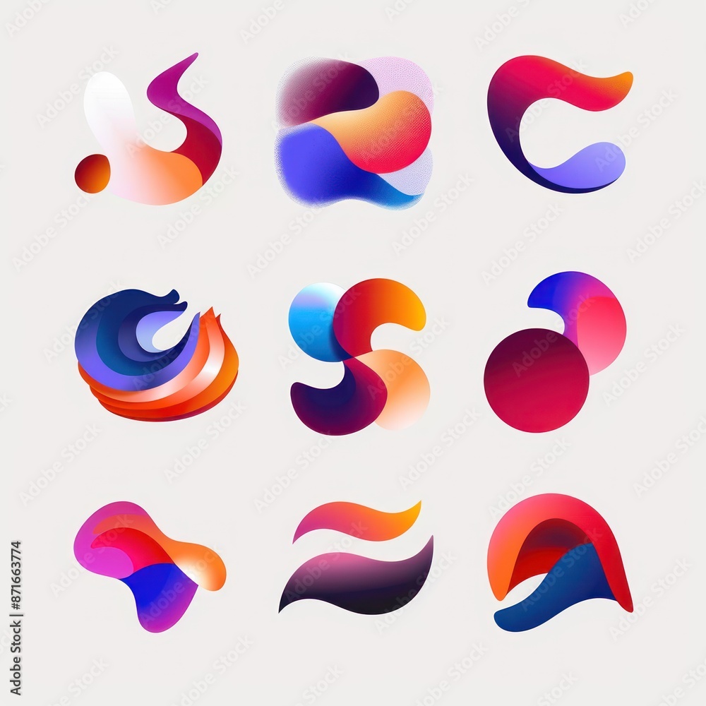 Set of Abstract Gradient Shapes for Logo Design