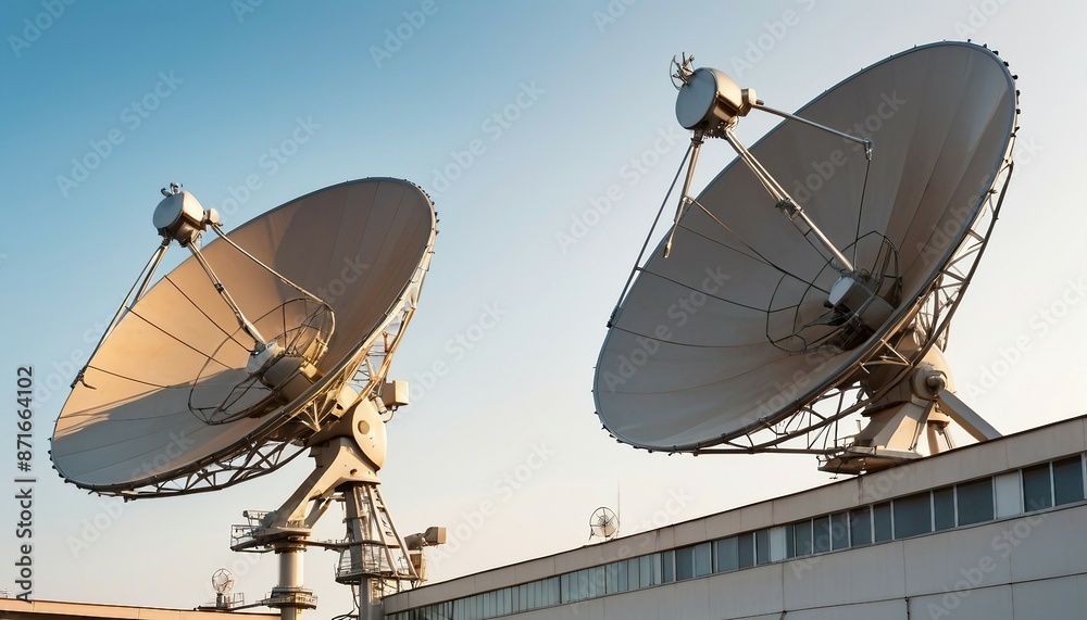 huge satellite dishes at blue sky day huge satellite dishes at blue sky day