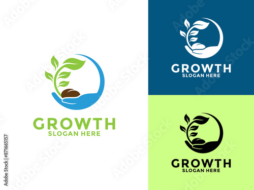 Finance invest logo icon. Dollar plant grow symbol. Growing seed Investment logo design template