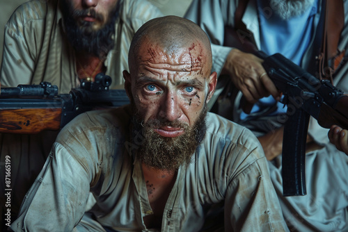 Wallpaper Mural Generative AI conceptual image photo hostage prisoner person in cage bars chains captive slavery Torontodigital.ca