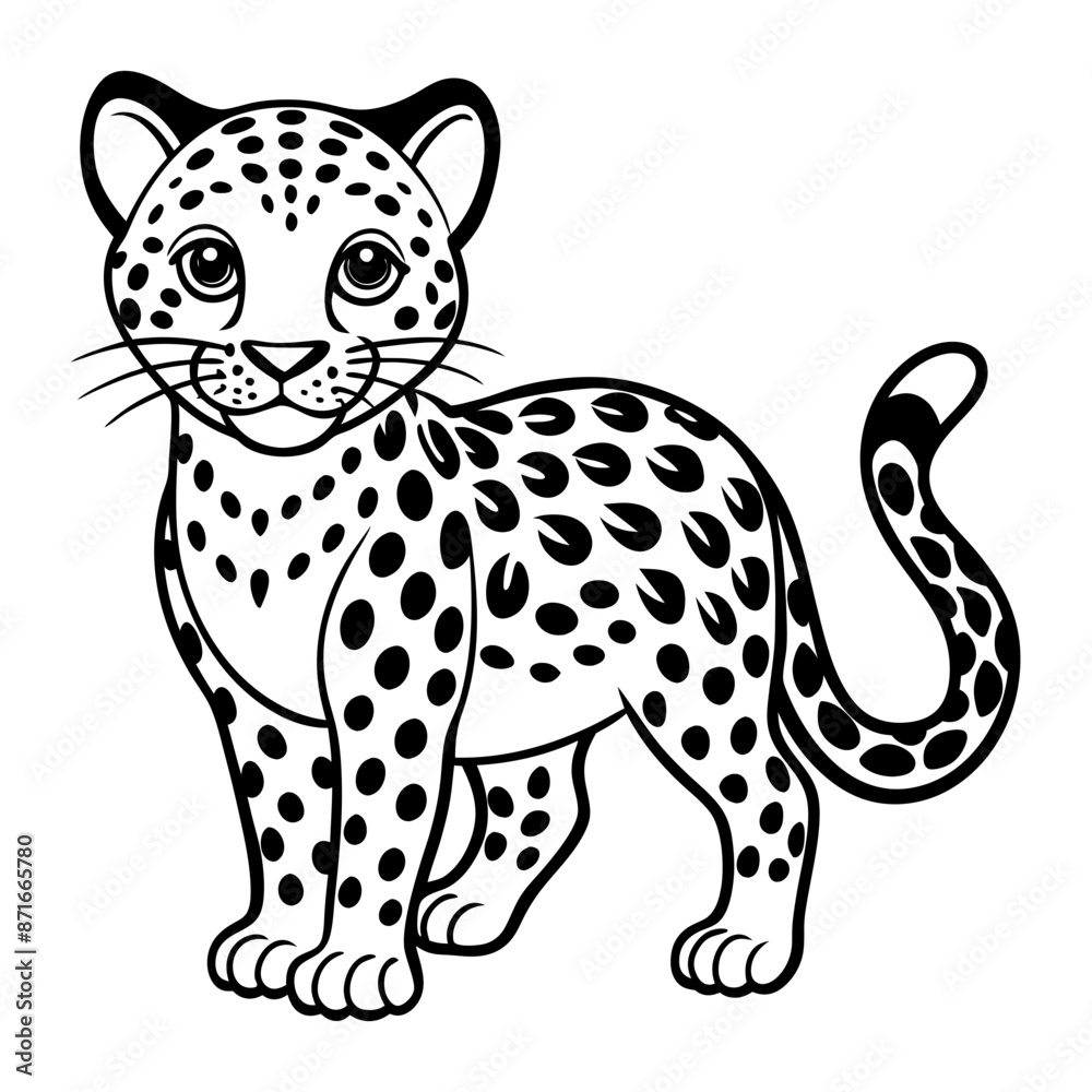 Fototapeta premium Leopard vector illustration, Leopard silhouette, Leopard vector art