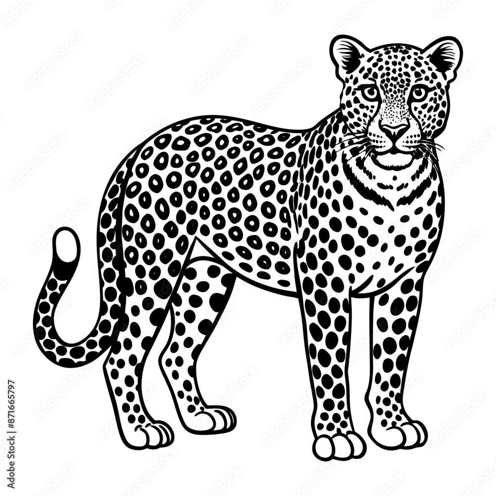 Fototapeta premium Leopard vector illustration, Leopard silhouette, Leopard vector art