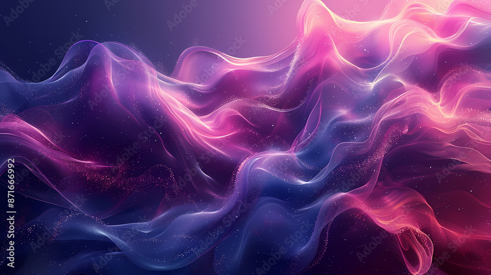 Fototapeta premium Abstract waves of colorful light creating a mesmerizing visual effect in shades of pink, purple, and blue.