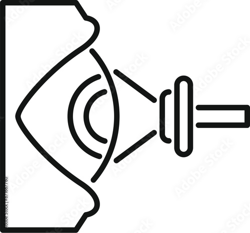 Line icon of an ophthalmological tool scanning an eye cornea
