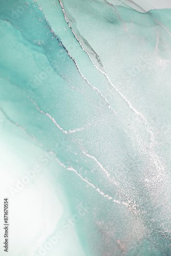 Silver Streaks in Mint Abstract Art