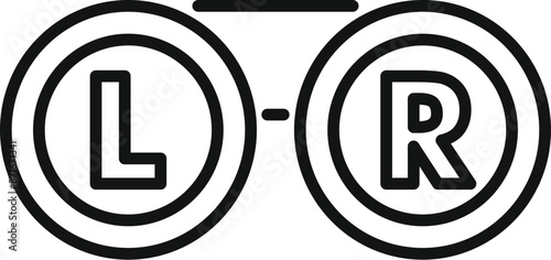 Simple line icon representing a pair of contact lenses, indicating left and right sides for proper placement