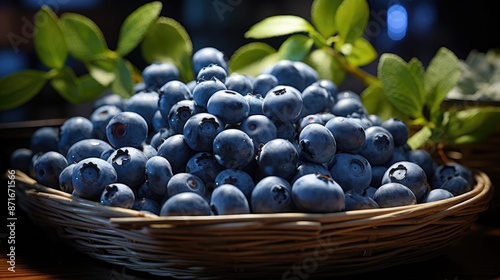Wallpaper Mural realistic fresh blueberries with black and blur background Torontodigital.ca