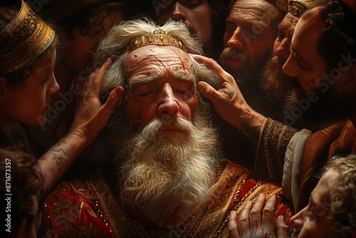 Moses Anoints Aaron and Sons: Ordination Ceremony Illustration photo
