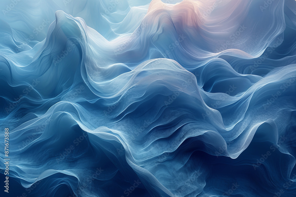 Background of blue wave with a white background. The blue color of the wave is very vivid adds a sense of depth to the scene. The wave appears to be very dynamic Background of blue wave with a white background. The blue color of the wave is very vivid adds a sense of depth to the scene. The wave appears to be very dynamic