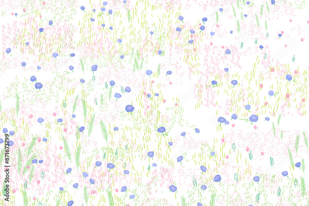 Naklejka premium Sketched png summer flower pattern transparent background