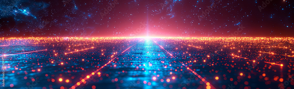 Abstract background red and blue with luminous dots Abstract background red and blue with luminous dots