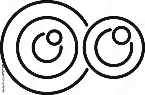 Line art icon of an oxygen molecule, symbolizing a chemical bond and the structure of matter