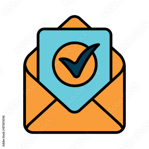 Mail confirmation line icon. Envelope, checkmark, letter, mail, approval, verification, confirmation, correspondence, postal service, message, email, secure, delivery, accepted, service, communication