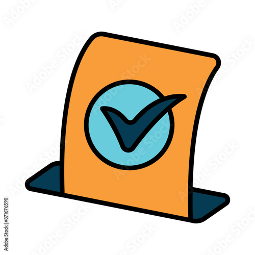 Vote confirmation line icon. Ballot, checkmark, vote, approval, election, verification, confirmation, polling, participation, democracy, voter, ballot box, secure vote, voting process, election day