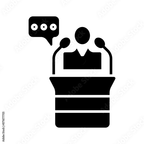 Public speaking line icon. Speaker, podium, presentation, speech, conference, address, lecture, orator, politician, communication, debate, announcement, audience, microphone