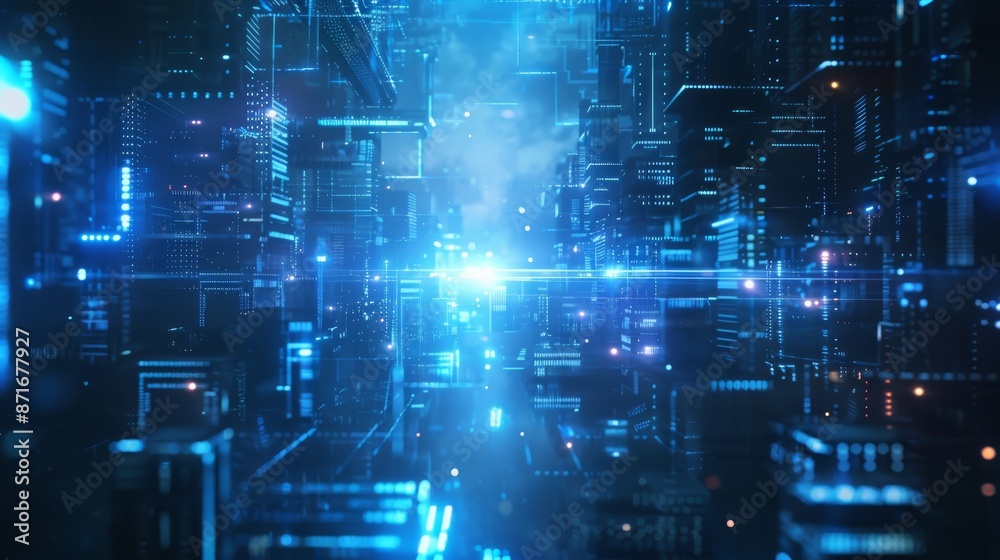 Naklejka premium Digital Abstract Background Concept with Particles and Digital Data Network Connections. High Speed Connection and Data Analysis Technology. 3D rendering.