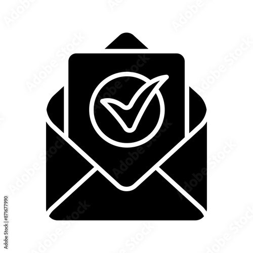 Mail confirmation line icon. Envelope, checkmark, letter, mail, approval, verification, confirmation, correspondence, postal service, message, email, secure, delivery, accepted, service, communication
