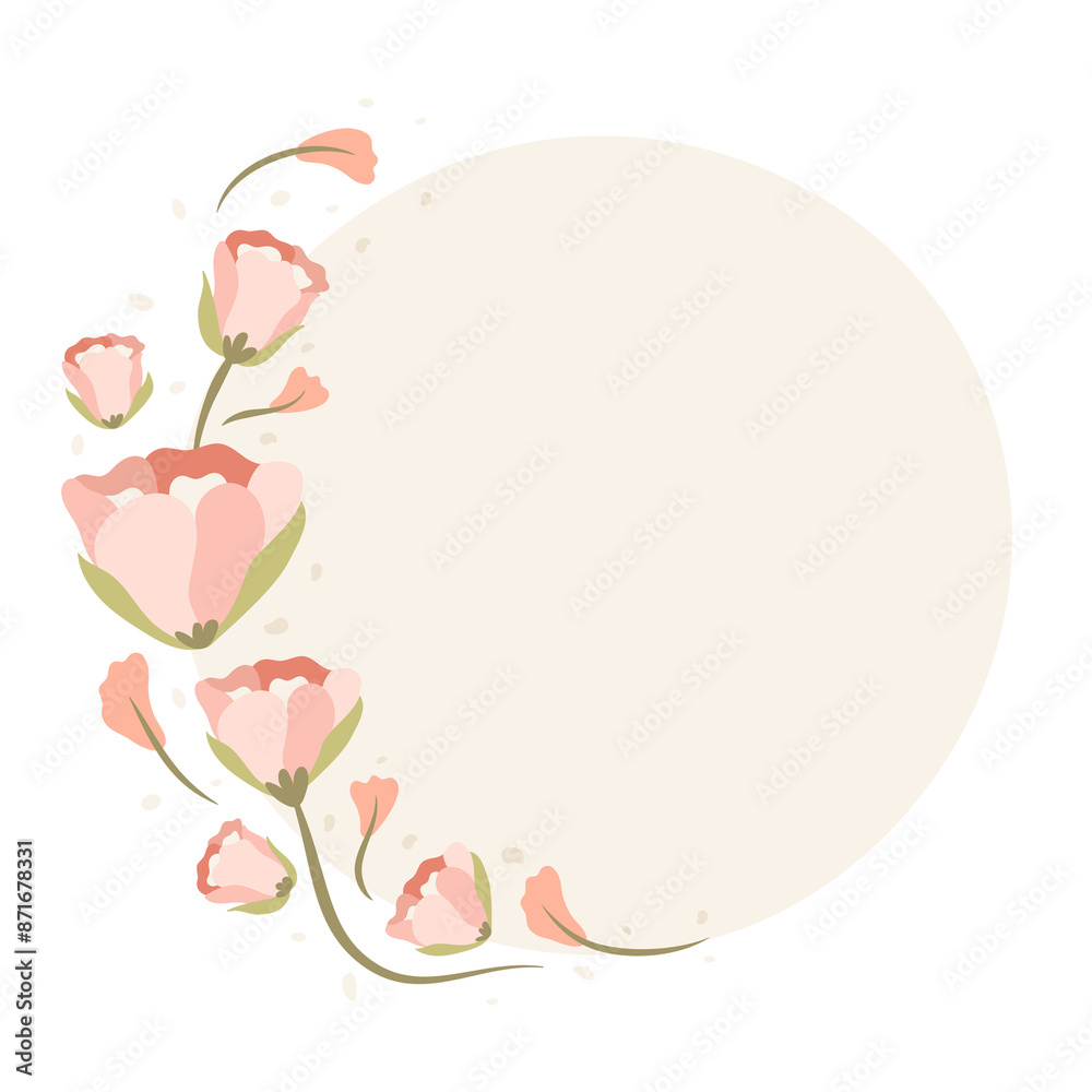 Border png, flower sticker illustration, flat design spring frame Border png, flower sticker illustration, flat design spring frame