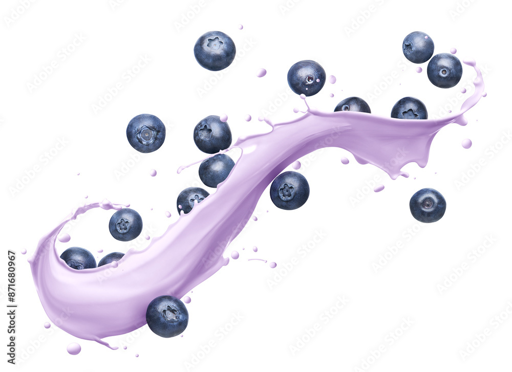 Blueberry yogurt drink splashing Blueberry yogurt drink splashing