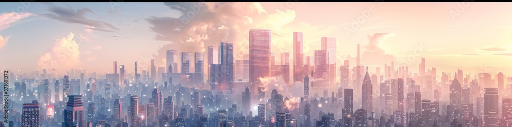 Future futuristic sci-fi city panorama / 3D illustration of futuristic sci-fi city Future futuristic sci-fi city panorama / 3D illustration of futuristic sci-fi city