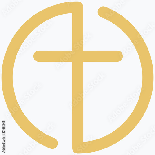 Christian cross icon in the circle. Black christian cross sign isolated on white background. Vector illustration.